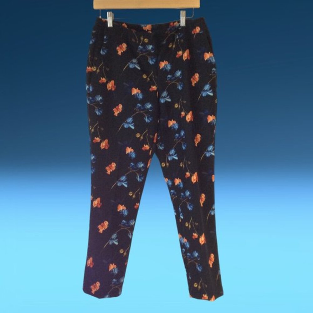 Cynthia Rowley Black Pants With Floral Print Size 8